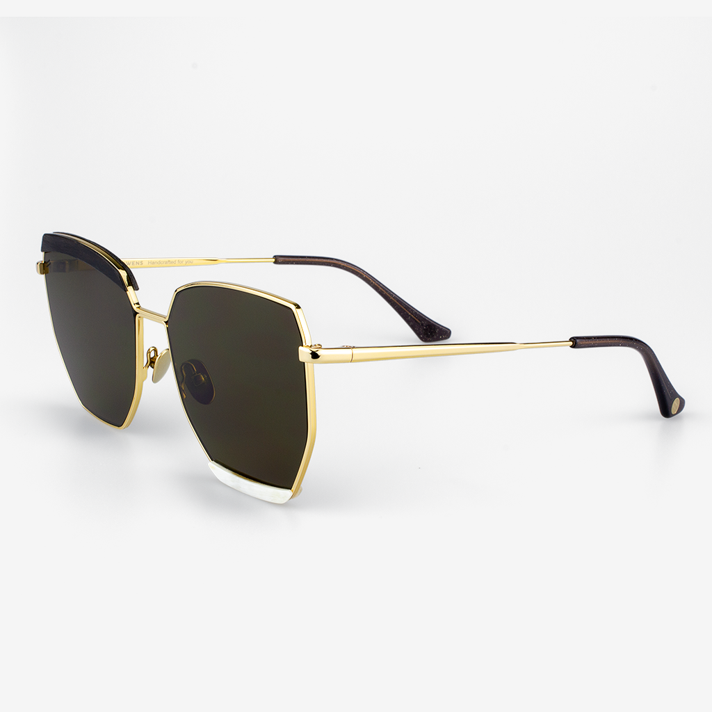Venice - Metal & Wood Sunglasses / Buffalo Horn, Titanium, and Recycled Rainbow Veneer