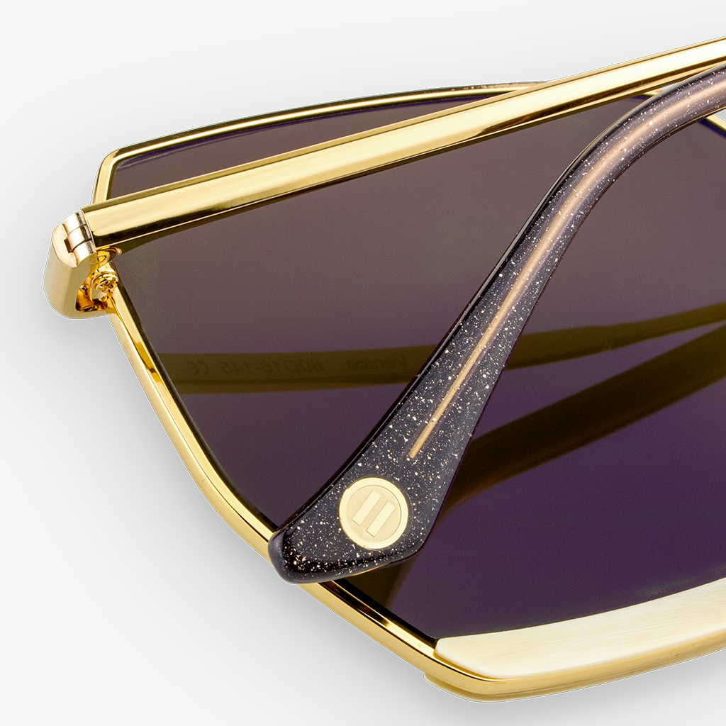 Venice - Metal & Wood Sunglasses / Buffalo Horn, Titanium, and Recycled Rainbow Veneer