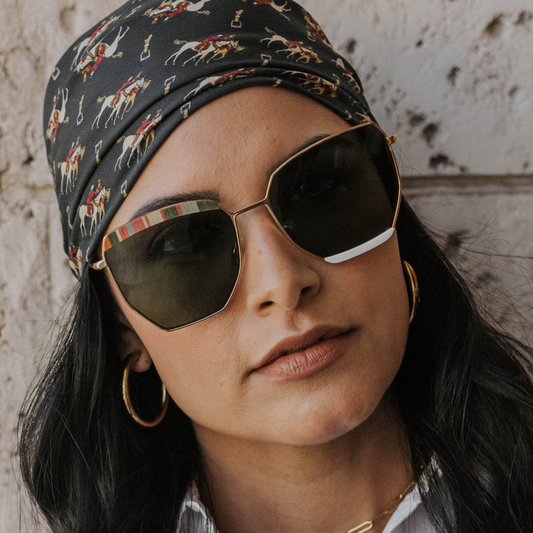 Venice - Metal & Wood Sunglasses / Buffalo Horn, Titanium, and Recycled Rainbow Veneer