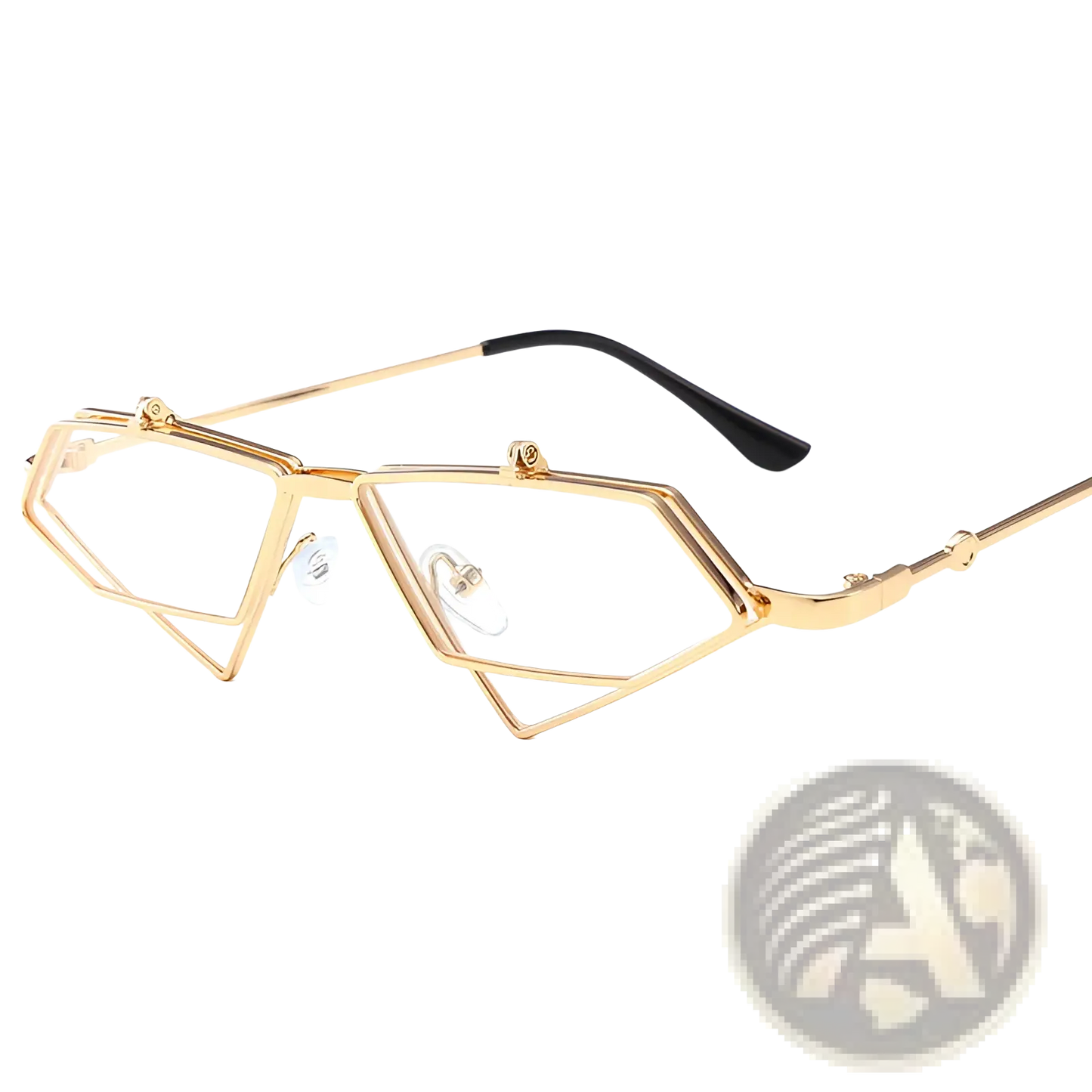 Vintage Geometric Gold Metal Frame Sunglasses