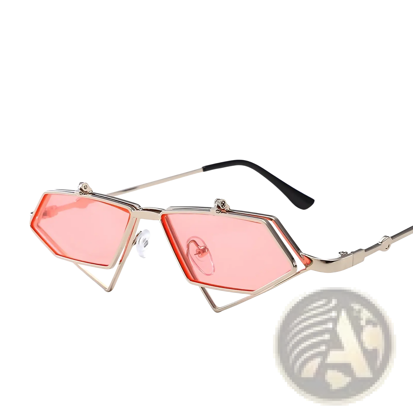 Vintage Geometric Gold Metal Frame Sunglasses