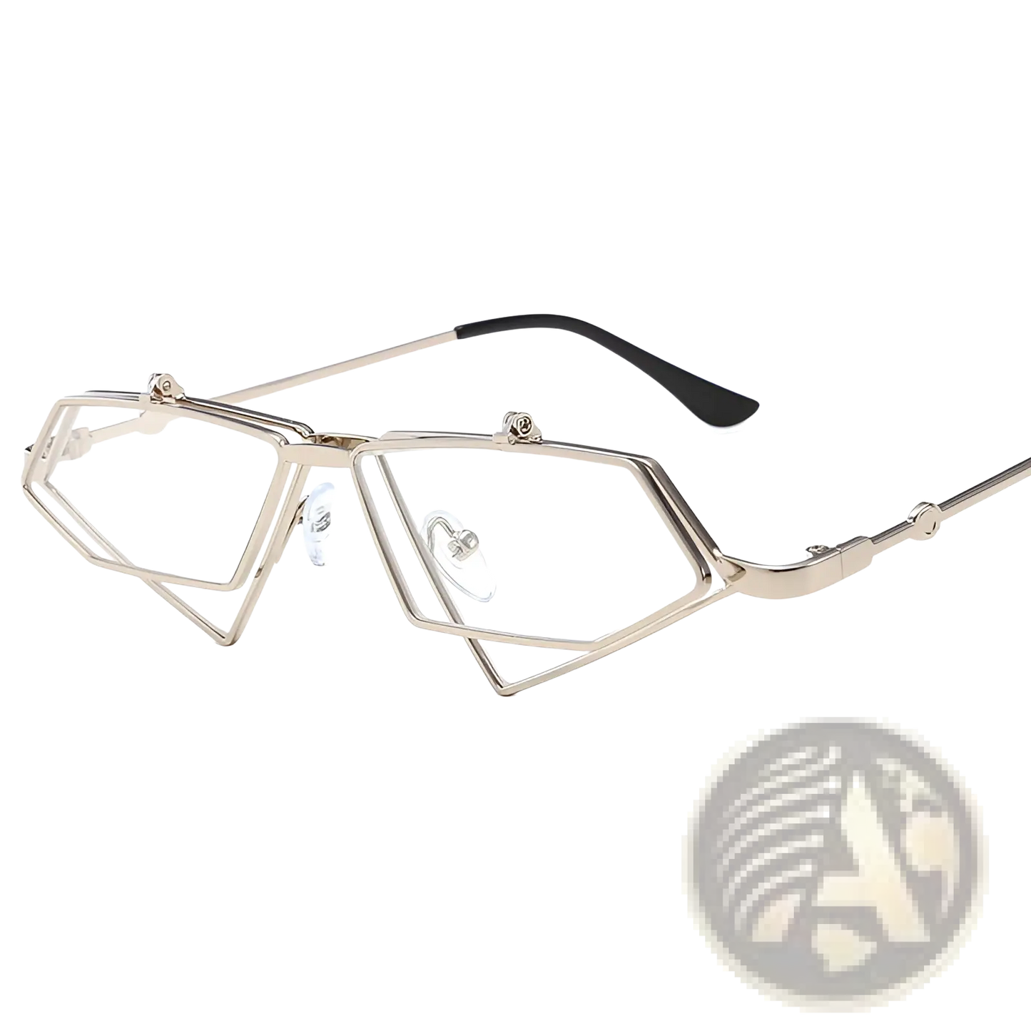 Vintage Geometric Gold Metal Frame Sunglasses