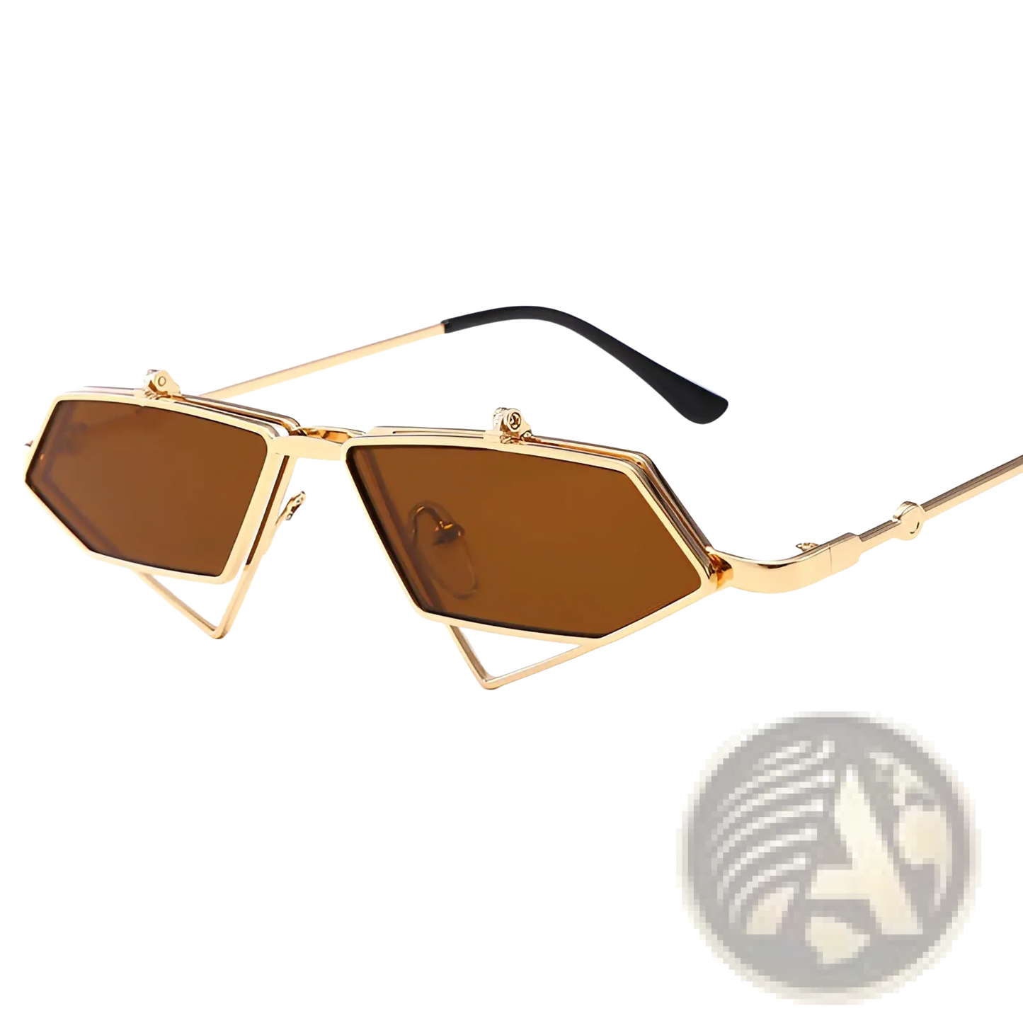 Vintage Geometric Gold Metal Frame Sunglasses