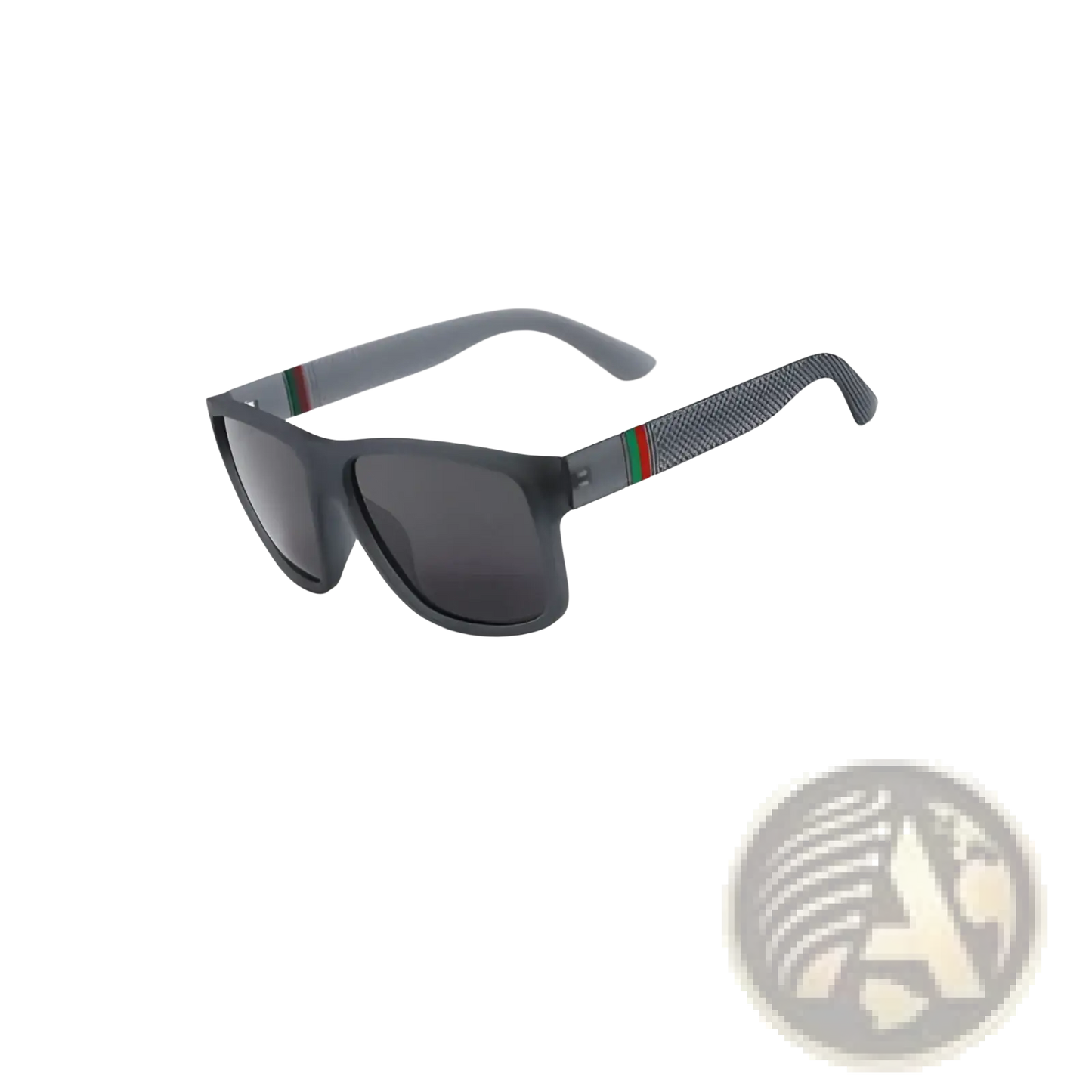 Vintage Polarized Square Sunglasses with Striped Temples
