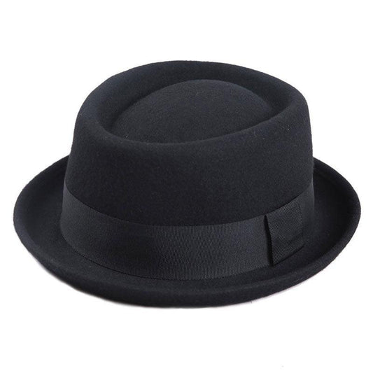 Vintage Pork Pie Hat / Men Short Brim Cotton / Soft Wool Body / Winter Spring and Fall