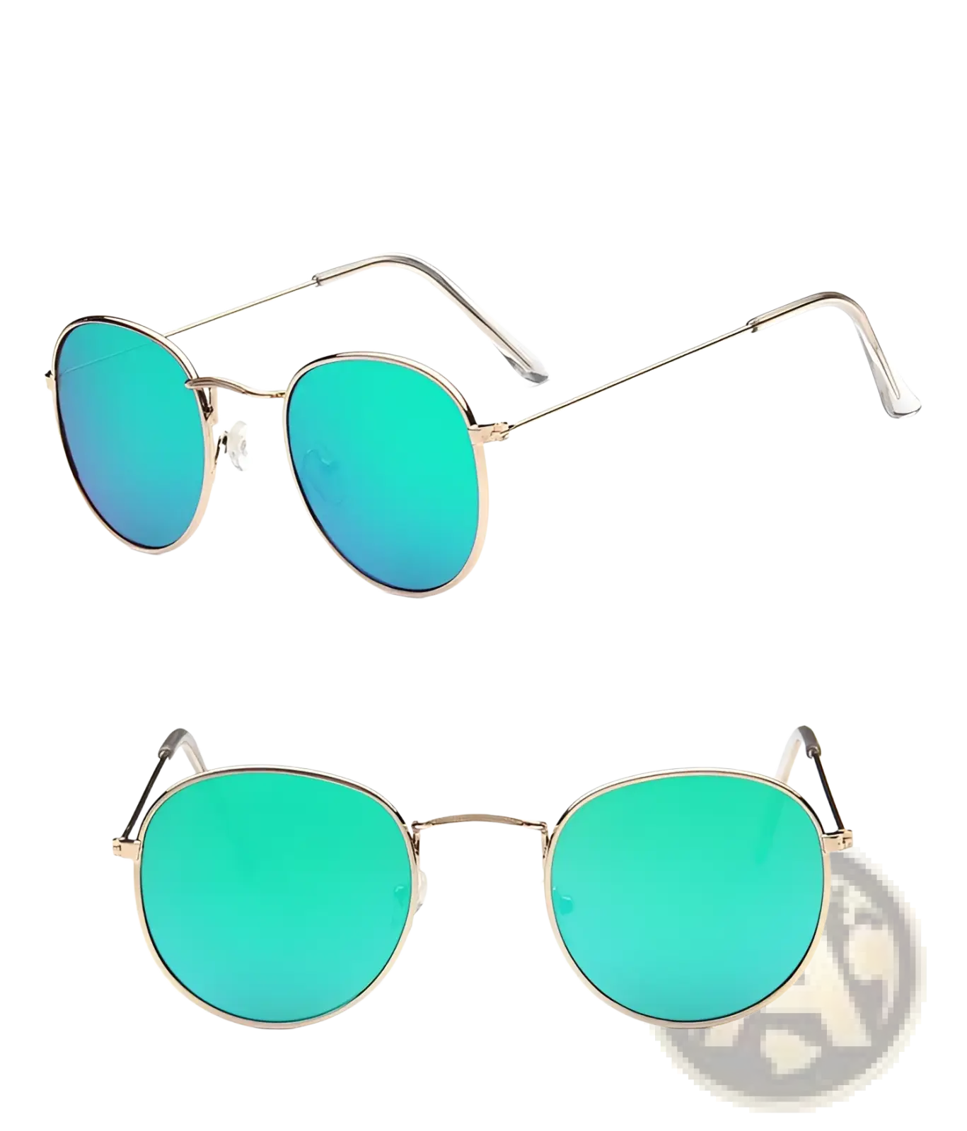 Vintage Round Metallic Mirror Lens Sunglasses