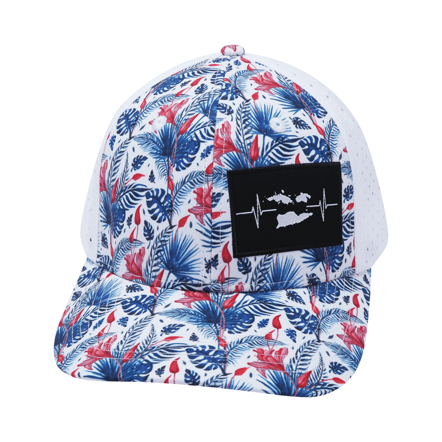 Virgin Islands Hat - Baseball Hat Fit - Floral / White - Laser Mesh