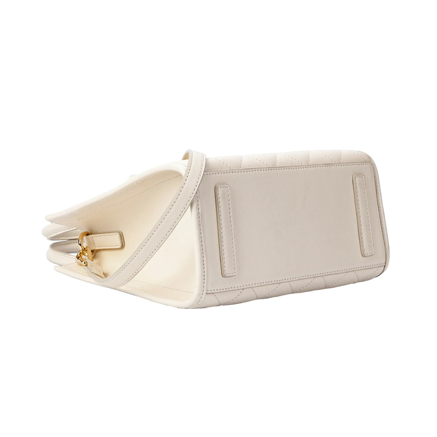 White Quilted Leather Crossbody Bag with Dual Handles