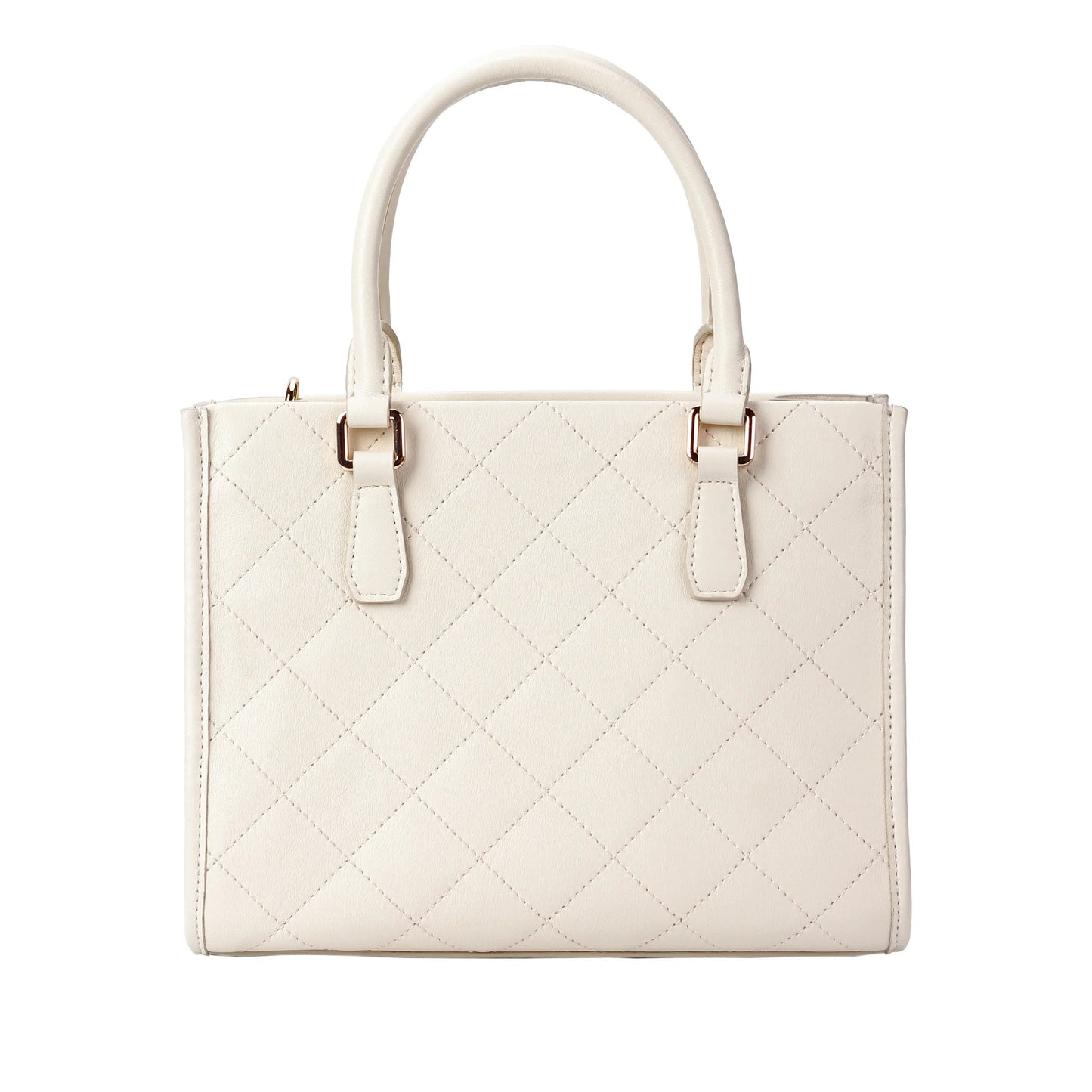 White Quilted Leather Crossbody Bag with Dual Handles