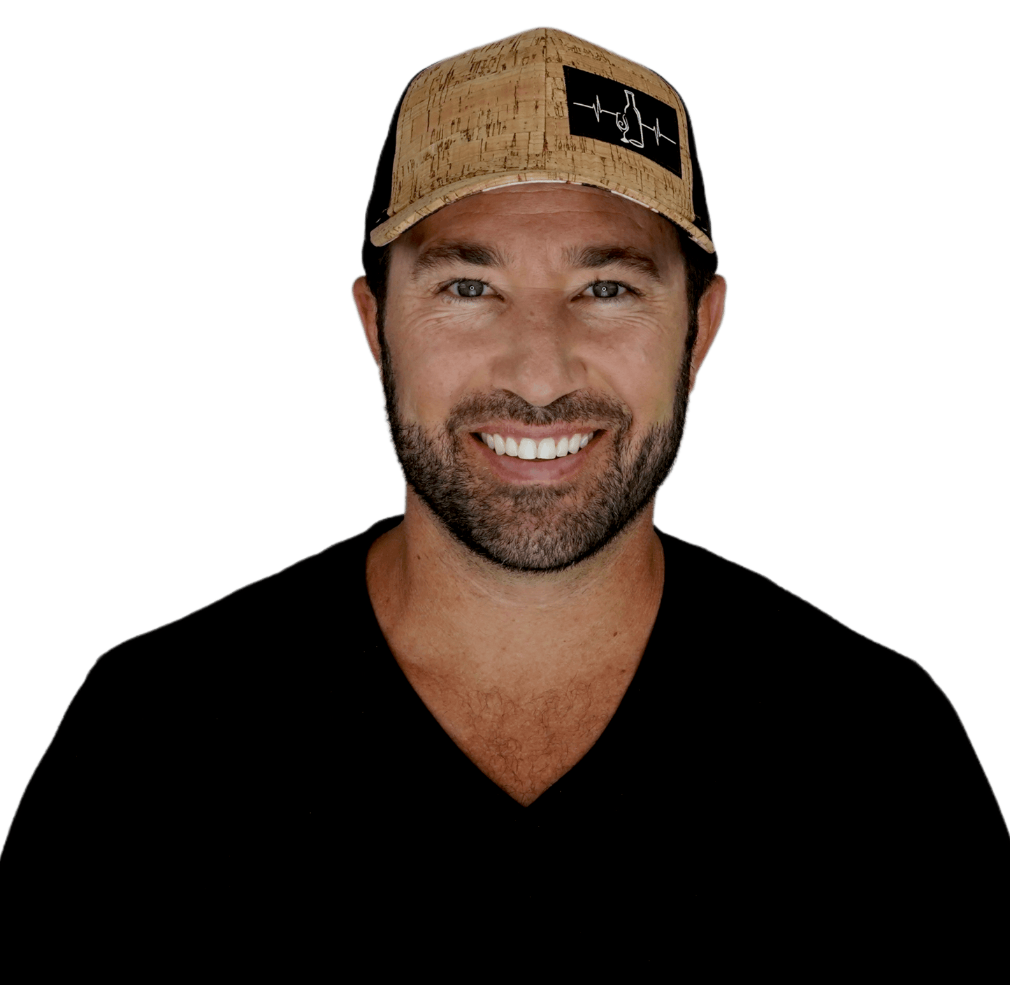 Wine Hat - Baseball Hat Fit - Cork - Black - Laser Mesh