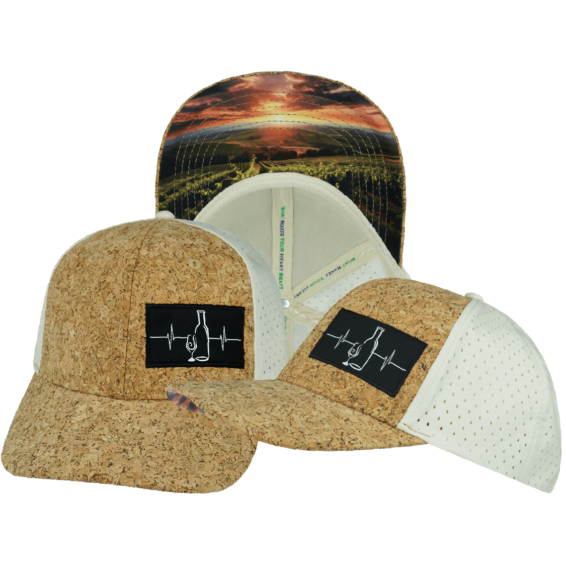 Wine Hat - Baseball Hat Fit - Cork - Cream - Laser Mesh