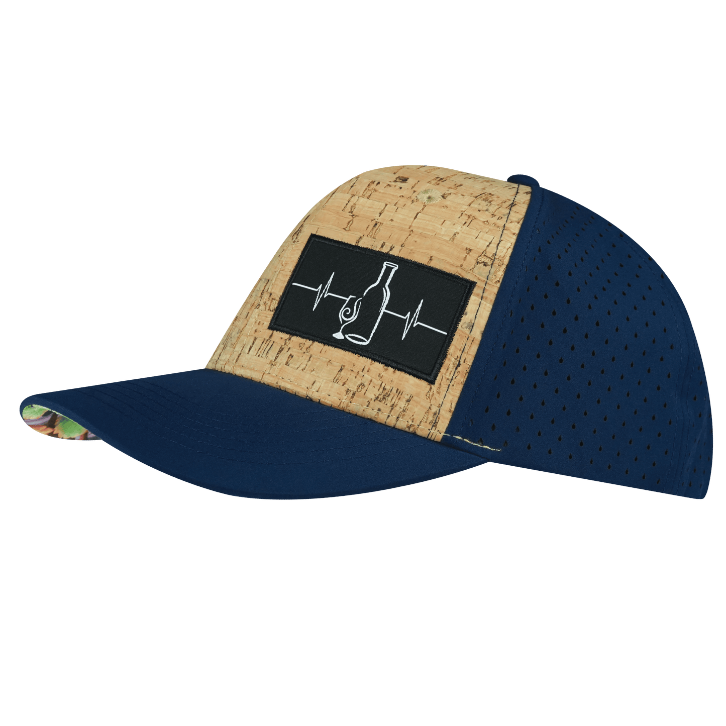Wine Hat - Baseball Hat Fit - Cork - Navy - Laser Mesh