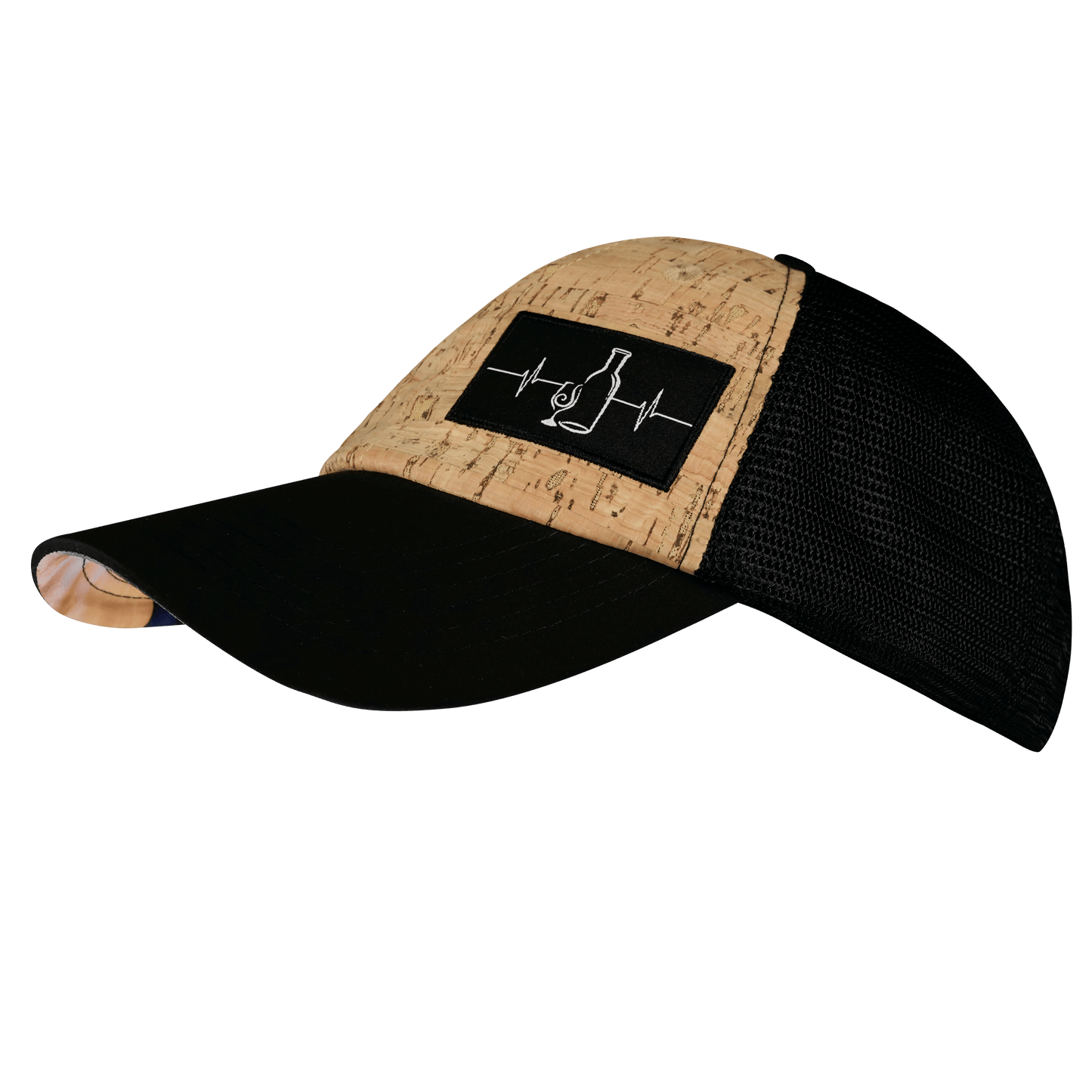 Wine Hat - Dad Hat - Cork - Black - Soft Trucker Mesh