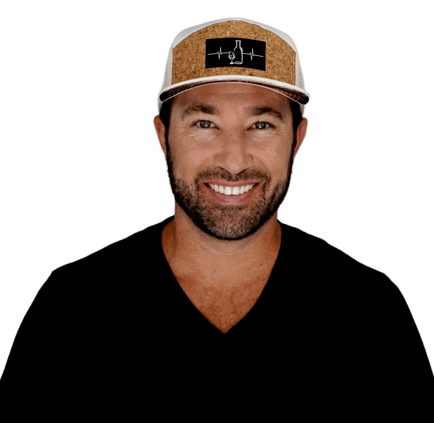 Wine Hat - Flat Bill - Cork - Cream / White - Laser Mesh