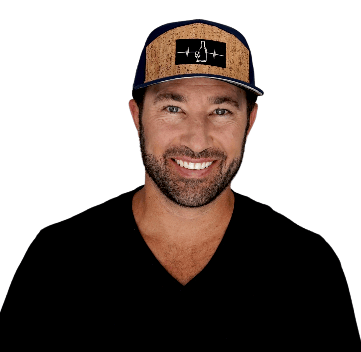 Wine Hat - Flat Bill - Cork - Navy - Laser Mesh