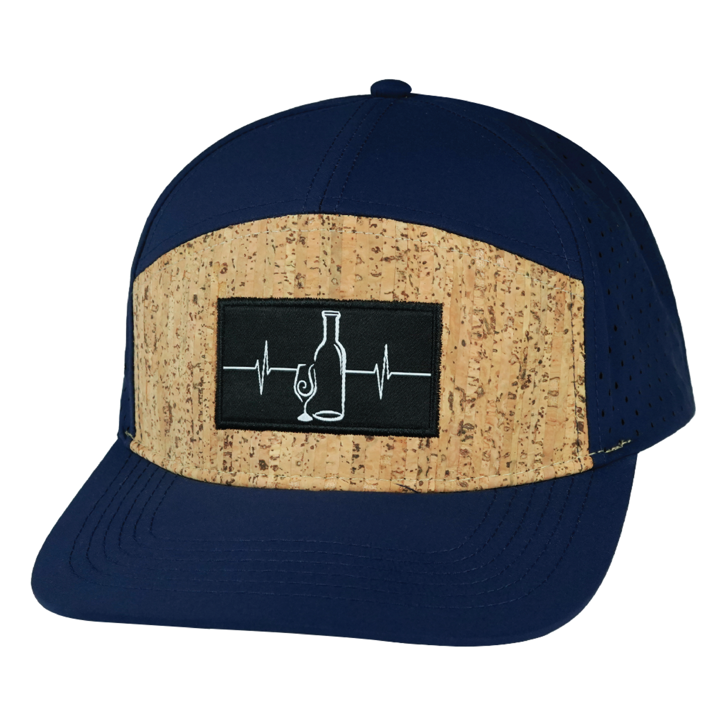 Wine Hat - Flat Bill - Cork - Navy - Laser Mesh