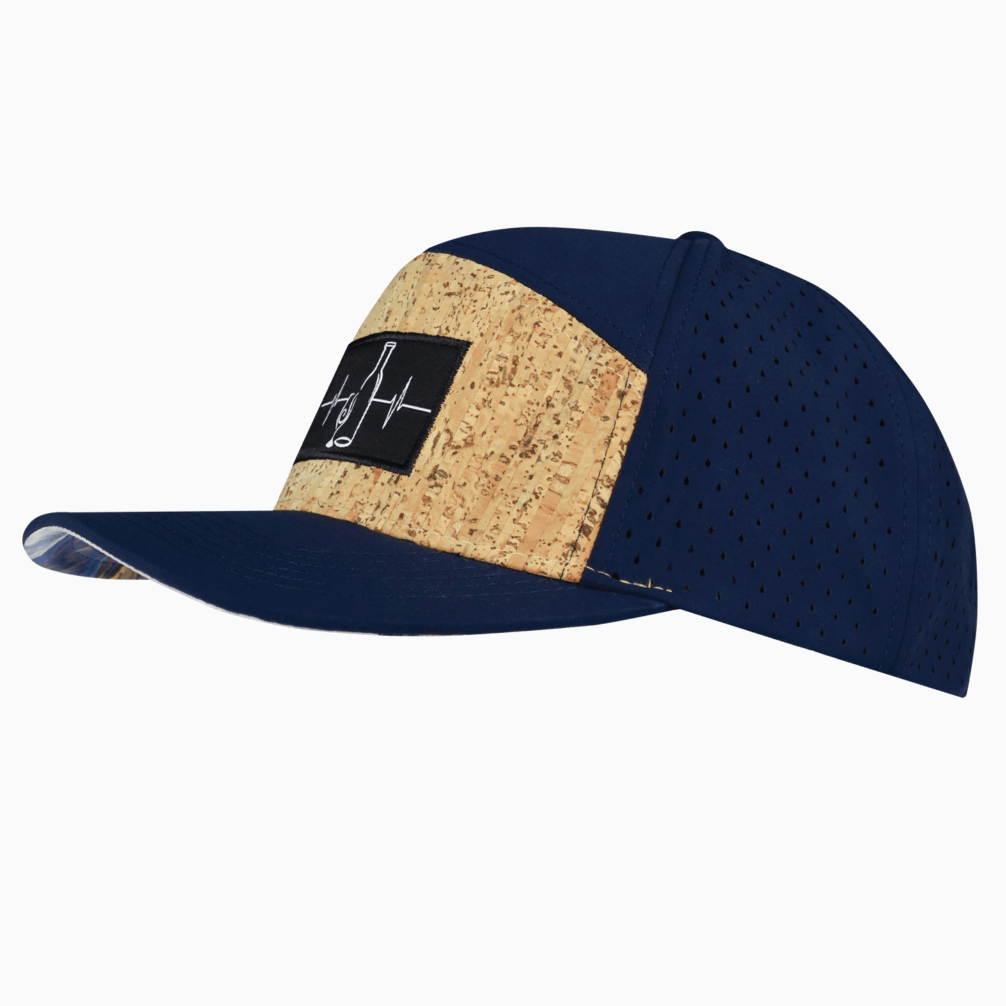 Wine Hat - Flat Bill - Cork - Navy - Laser Mesh