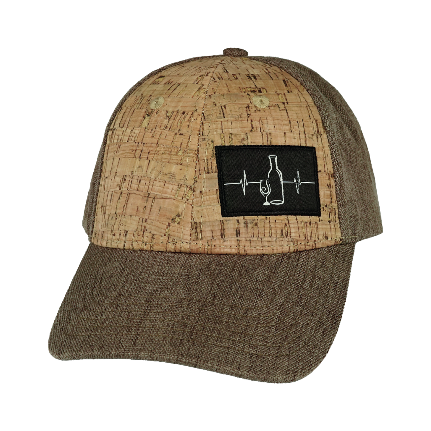 Wine Hat - Low Profile - Cork - Light Brown Hemp - Fabric Back