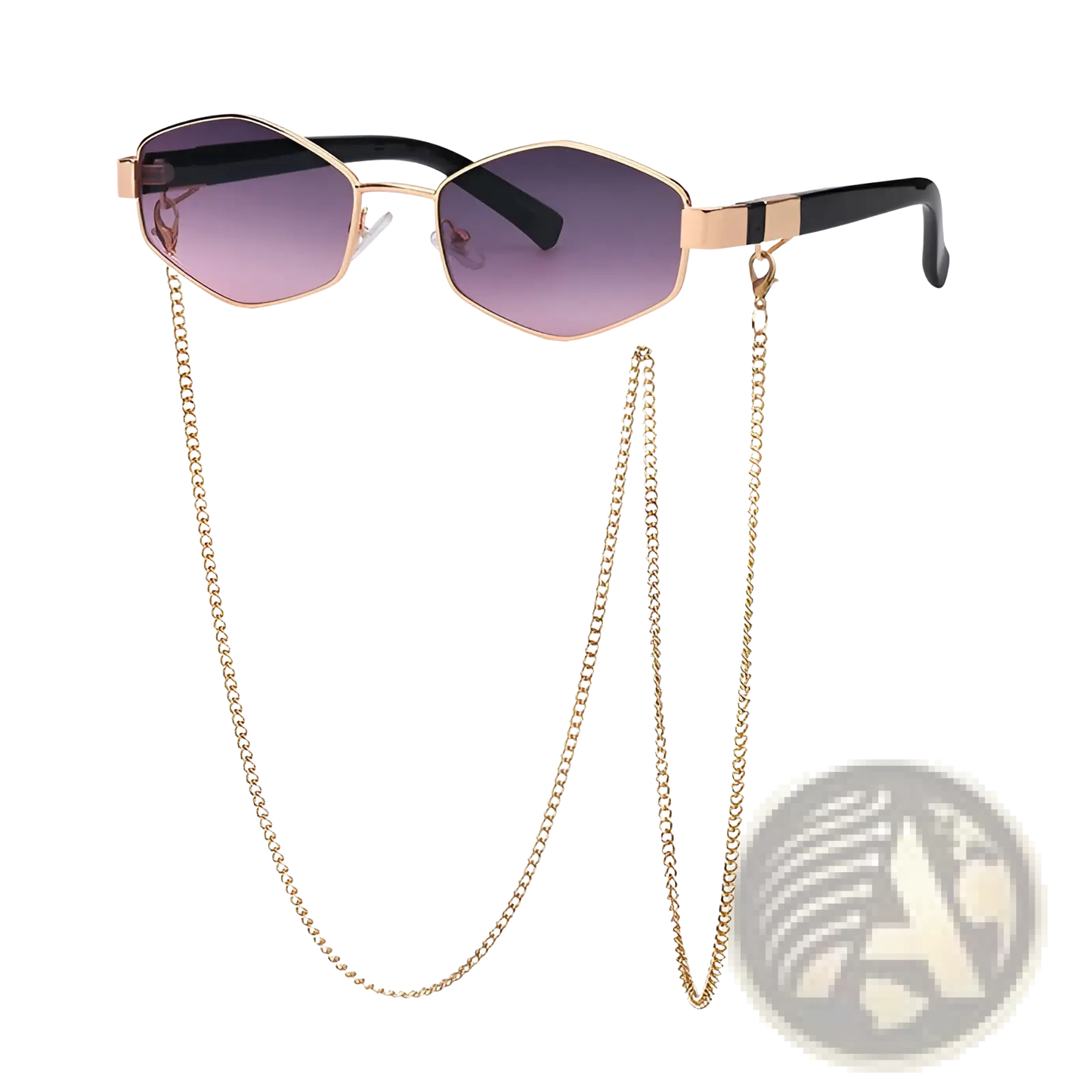 Women's Octagonal Chain Accent Gradient Sunglasses