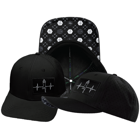 Yoga Hat - Baseball Hat Fit - Black - Laser Mesh
