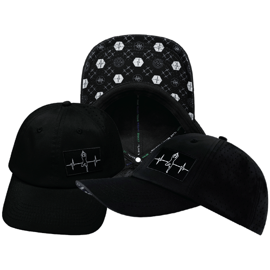 Yoga Hat - Dad Hat - Ponytail - Black - Laser Mesh