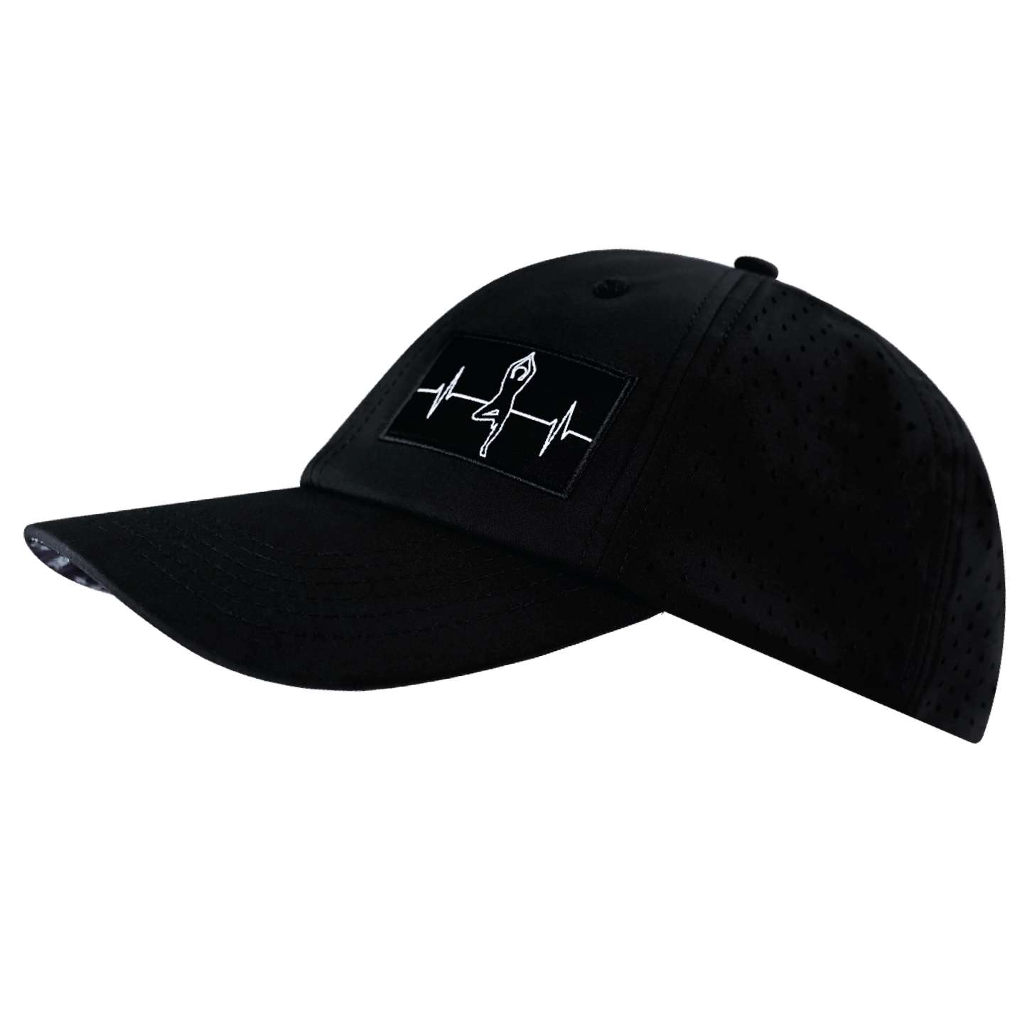 Yoga Hat - Dad Hat - Ponytail - Black - Laser Mesh