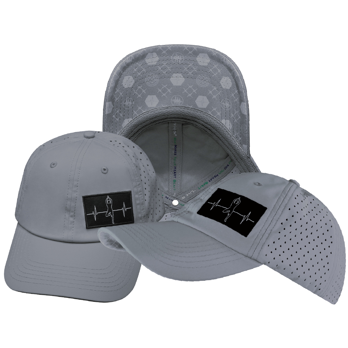 Yoga Hat - Dad Hat - Ponytail - Gray - Laser Mesh