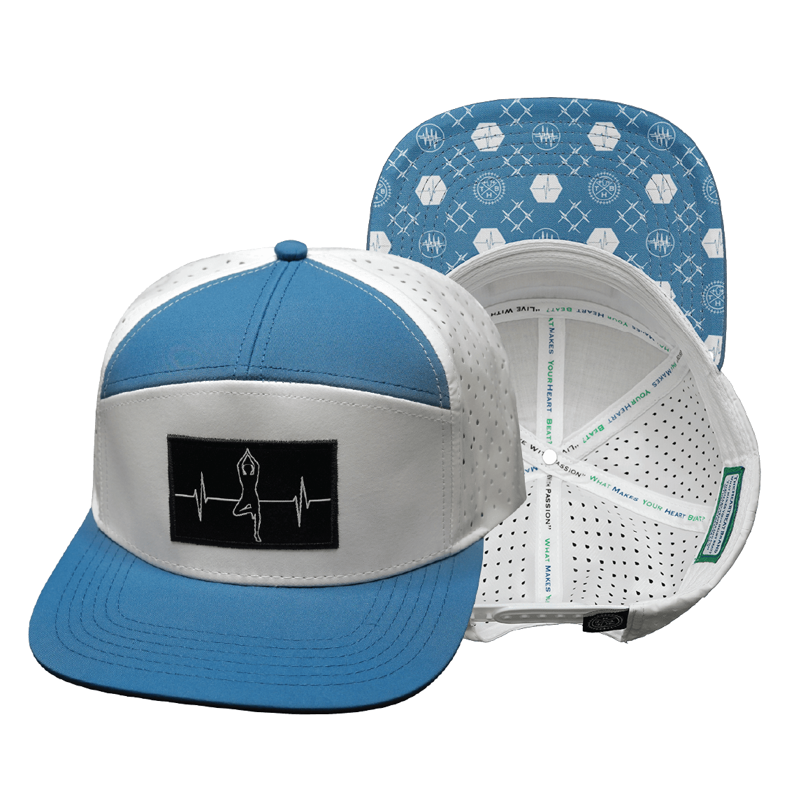 Yoga Hat - Flat Bill - Light Blue / White - Laser Mesh