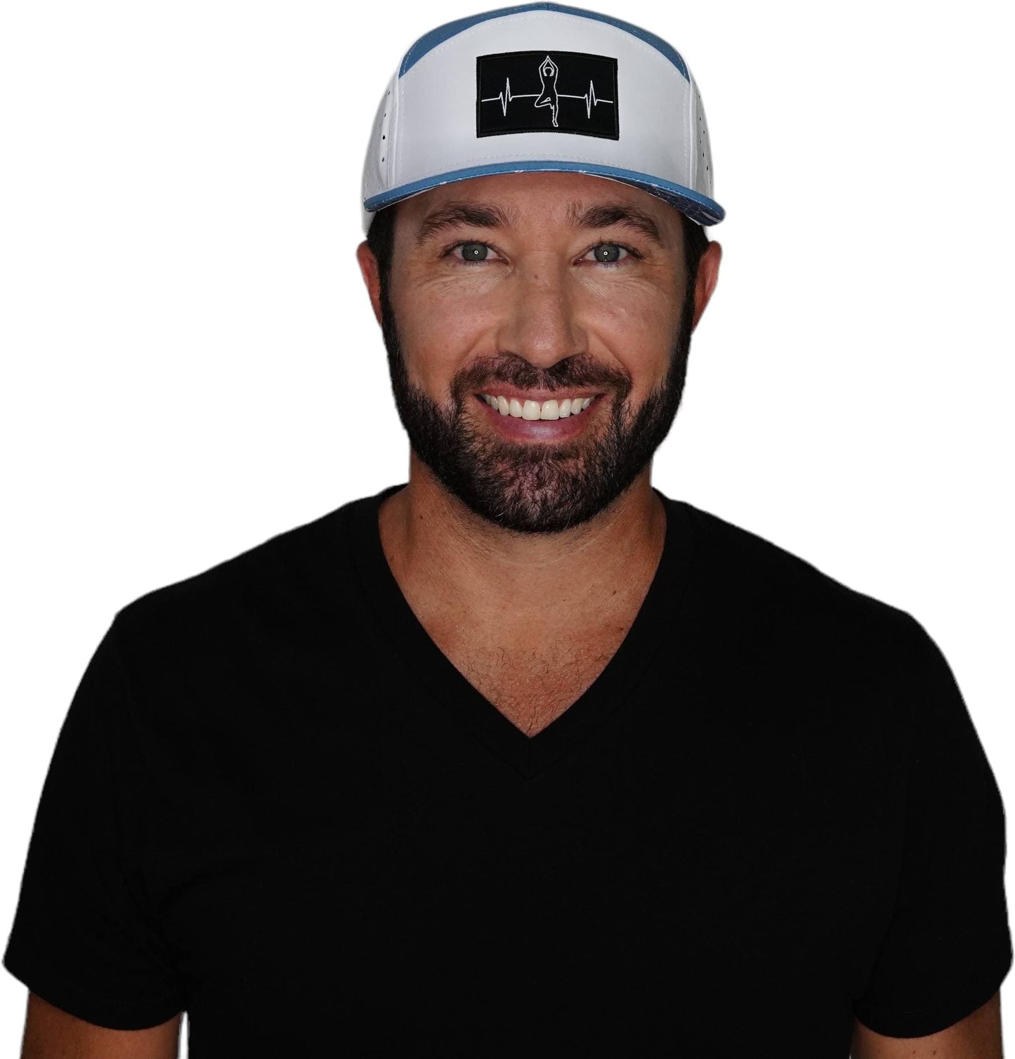 Yoga Hat - Flat Bill - Light Blue / White - Laser Mesh