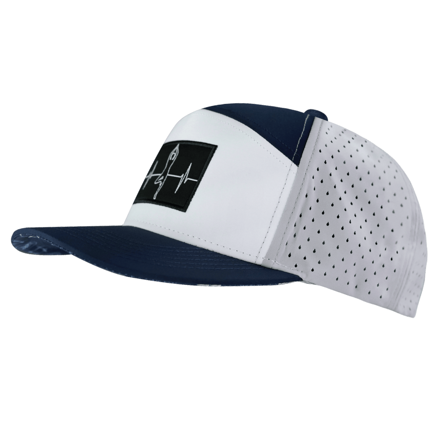Yoga Hat - Flat Bill - Navy / White / Gray - Laser Mesh