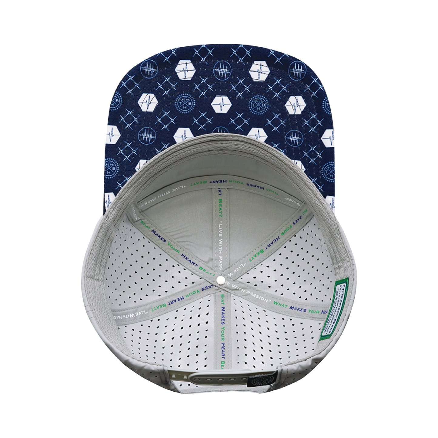 Yoga Hat - Flat Bill - Navy / White / Gray - Laser Mesh