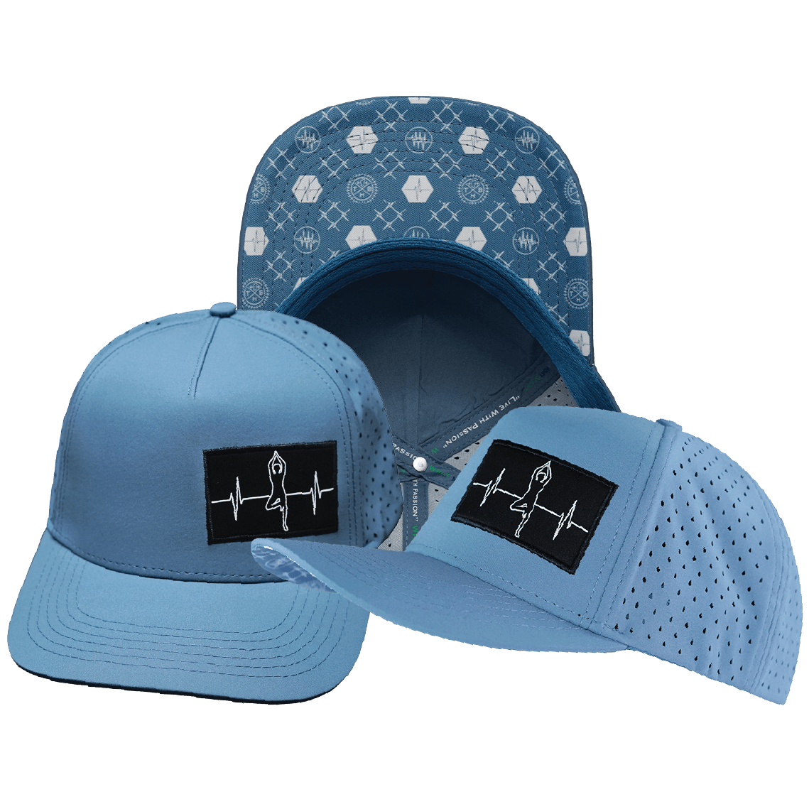 Yoga Hat - Trucker Hat - Light Blue - Laser Mesh