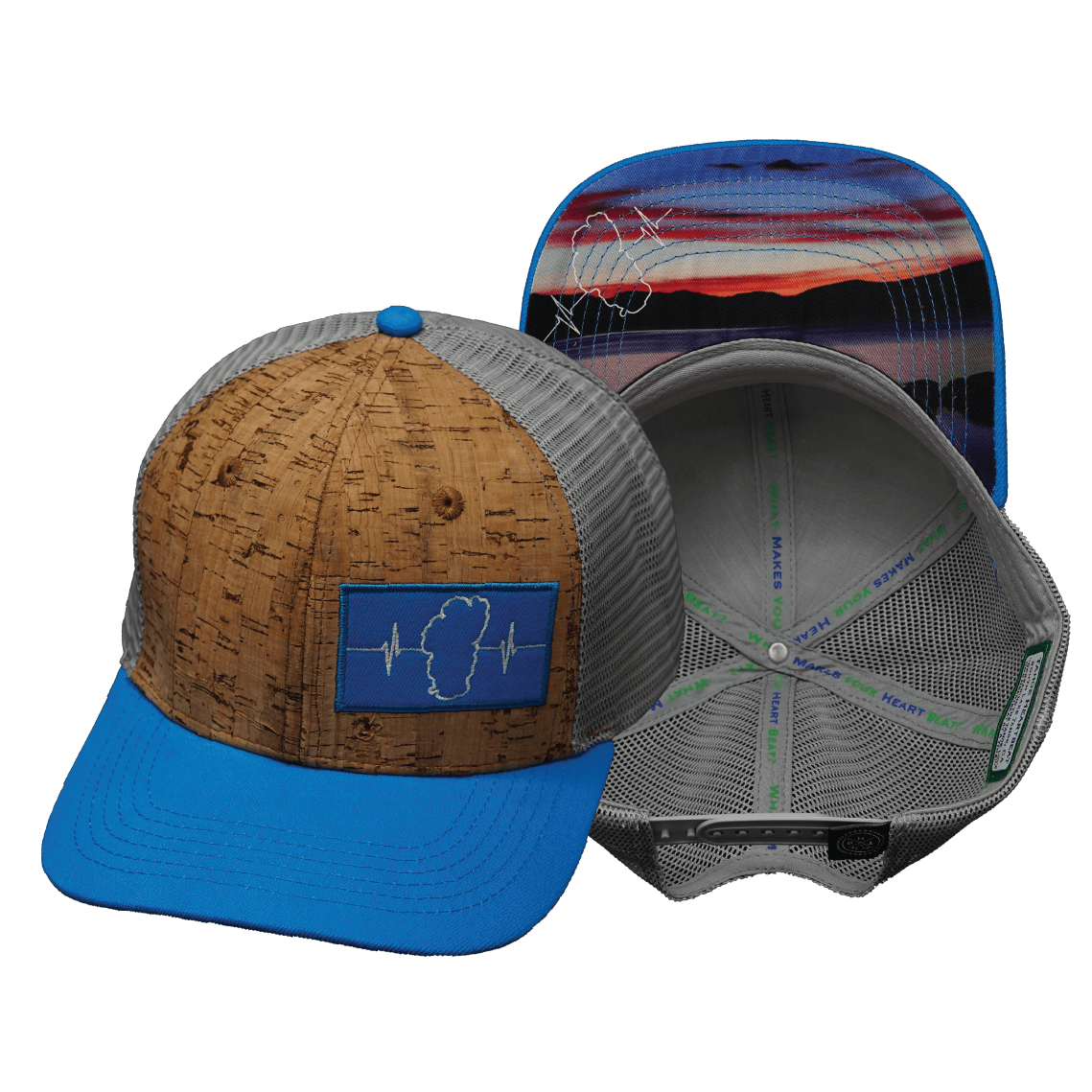 **YOUTH** Tahoe Hat - Baseball Hat Fit - Cork - Teal / Gray - Trucker Mesh